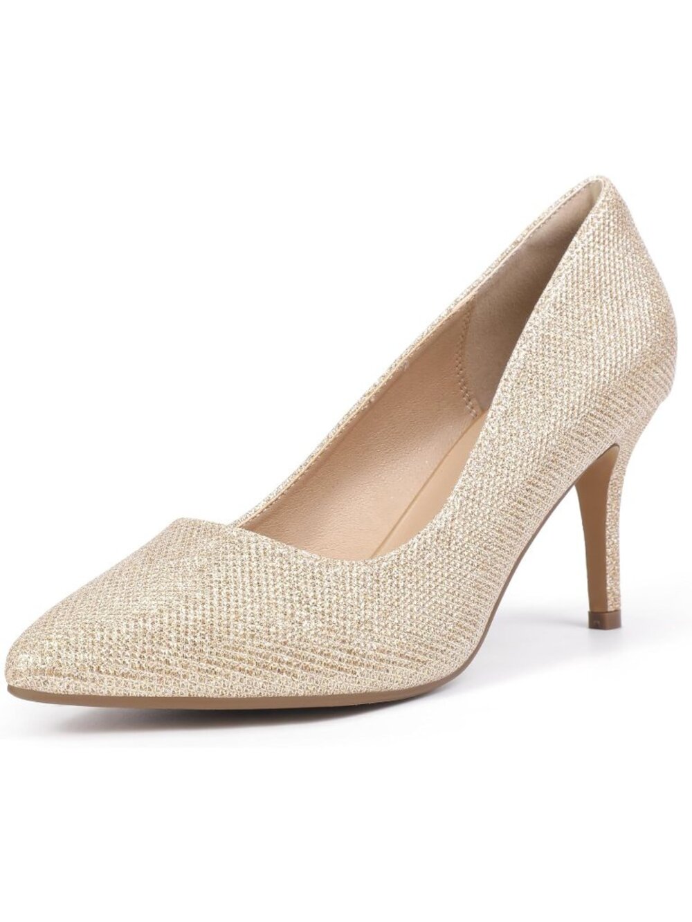 Women's Gold Glitter Stiletto Pointed Closed Toe High Heels Pumps Shoes